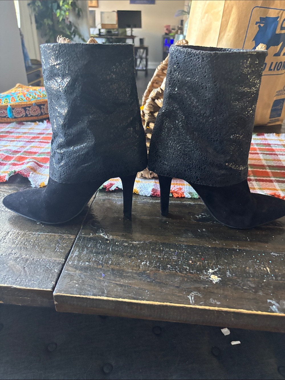 BcBG Black High-Heel Mid-Calf Women's Boots